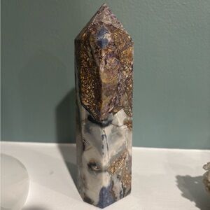 Agate / Lolite tower -  Multicolor Stone Obelisk